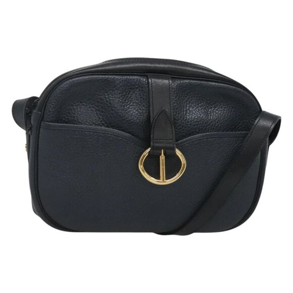 Christian Dior Shoulder Bag Leather Navy Gold Auth BA2504 - Picture 1 of 16